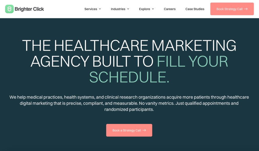 Brighter Click Best Healthcare Marketing Agency Built Fill Schedule Patients Appointments