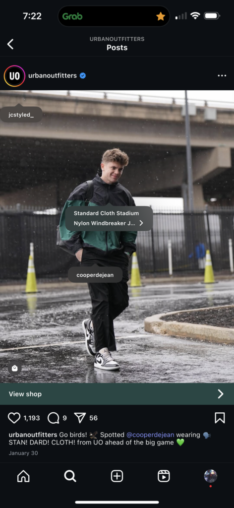 A post using Instagram Shopping Tags