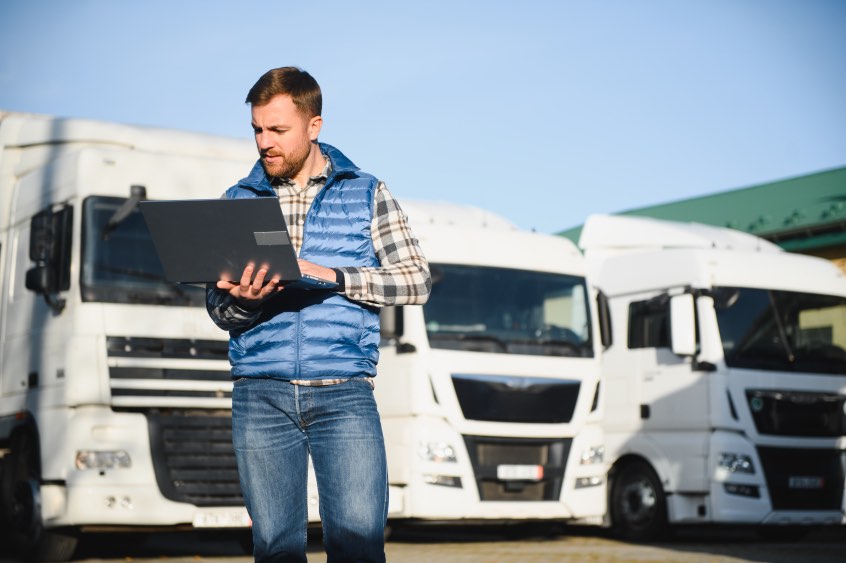 Man Latop Truck Driver Fleet Management Concept