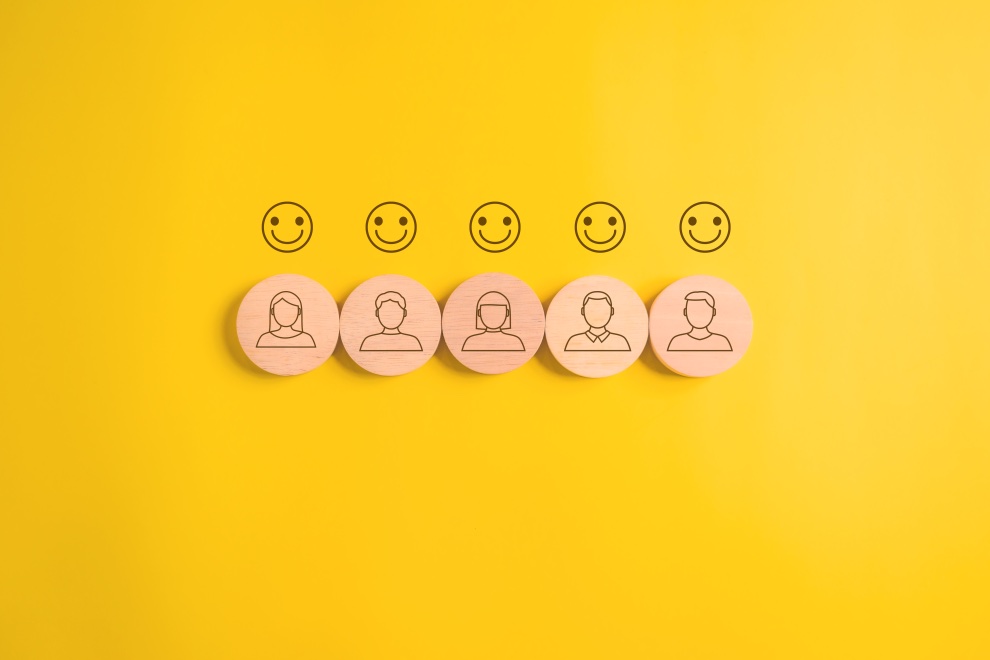 Customer Satisfaction Concept Happy Smiles Emojis Emoticons Yellow