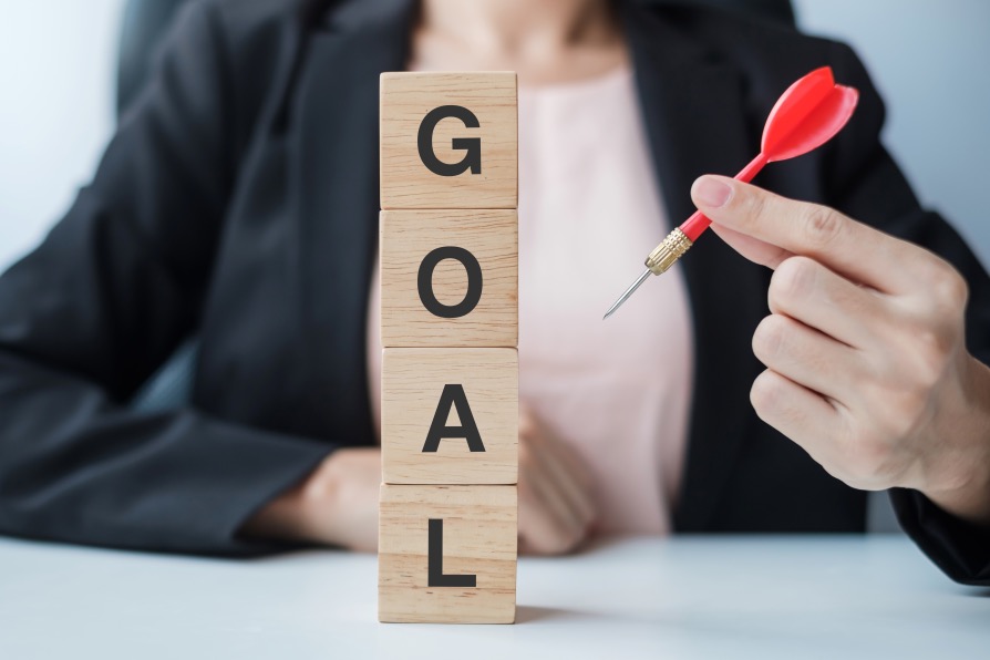 Define your Goal Goals Woman Arrow Business Scrabble Wooden Blocks Cubes