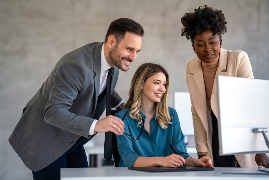Diverse Group Multiethnic Business People Office Computer