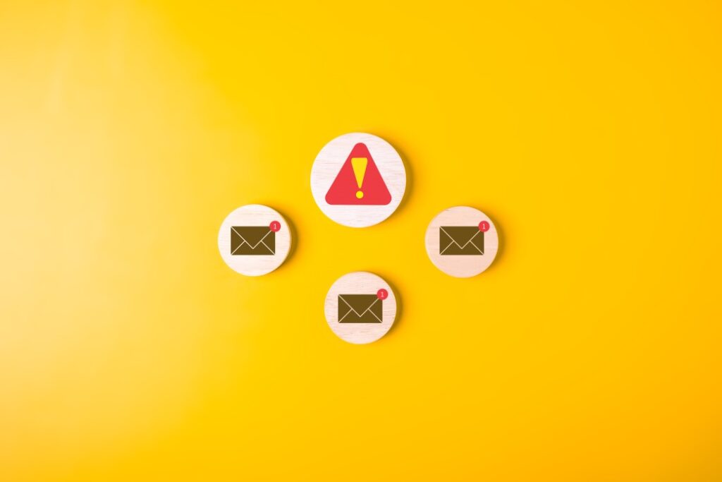 Email Spam Filter Concept Exclamation Mark Warning Caution Virus