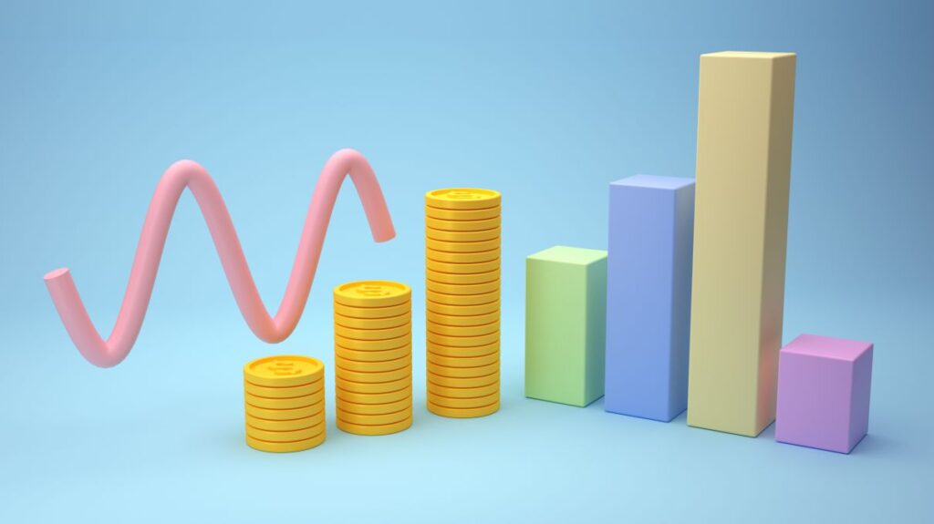 Financial data chart on blue background 3d render
