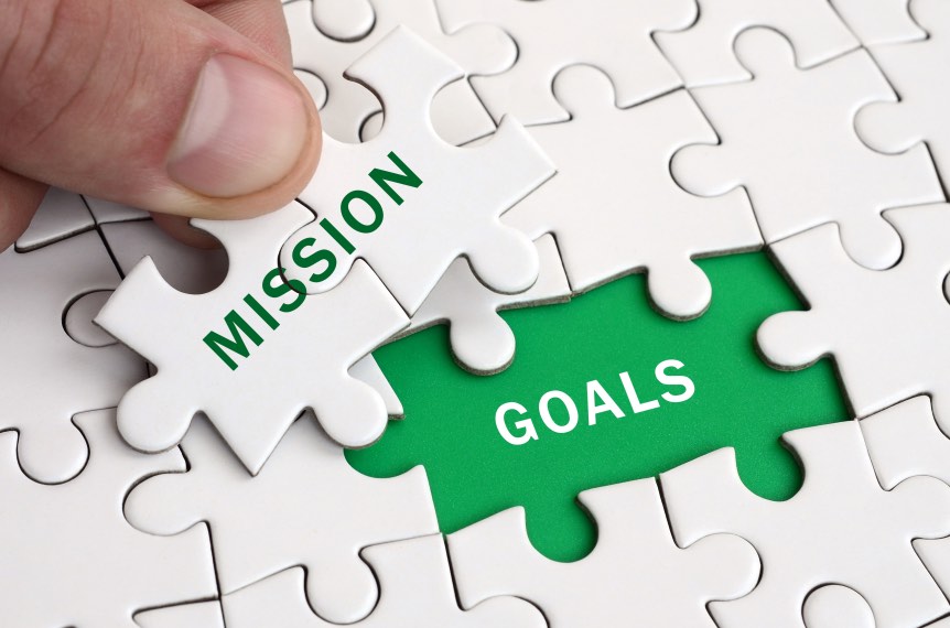 Mission Goals Hand Puzzle Long Term Vision Concept