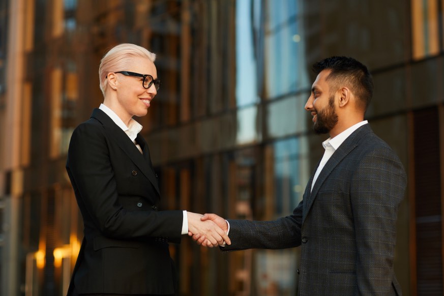 Business Handshake Professional Man Woman Deal Customer Trust