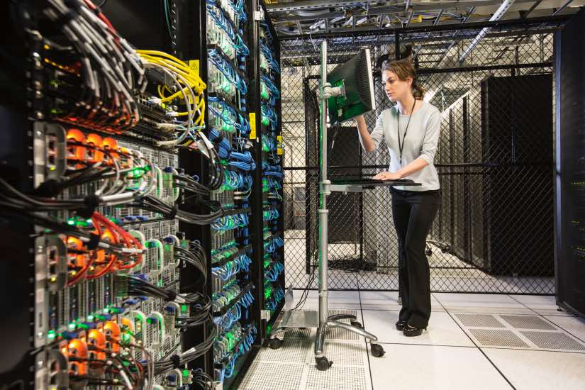 Female Technician Engineer Computer Server Servers