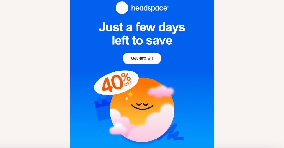 Headspace 40% Off Promotion Creative Sample
