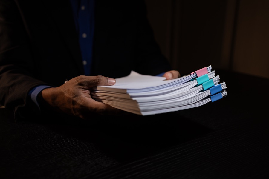 Documentation Hand Holding Paper Sheets Documents Folders