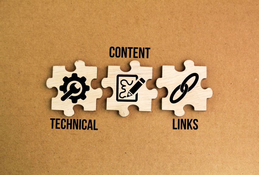 Technical Content Links Concept SEO Marketing Link Building Backlinks