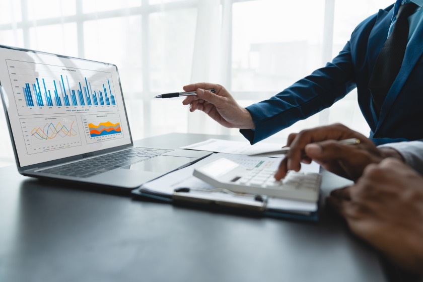 Sales Performance Report Laptop Business Graphs Charts Data Analytics