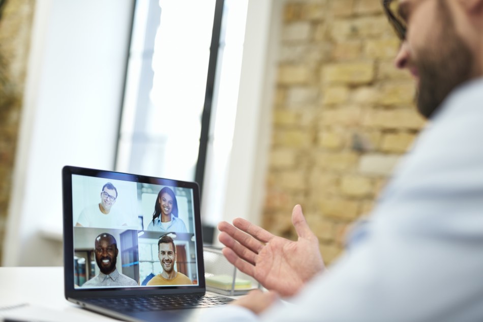 Virtual Meeting Man Laptop Team Remote Work