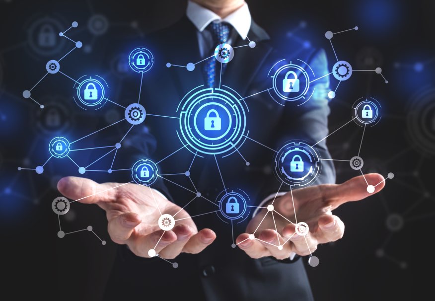 Cybersecurity Concept Business Man Futuristic Data Protection CyberSec