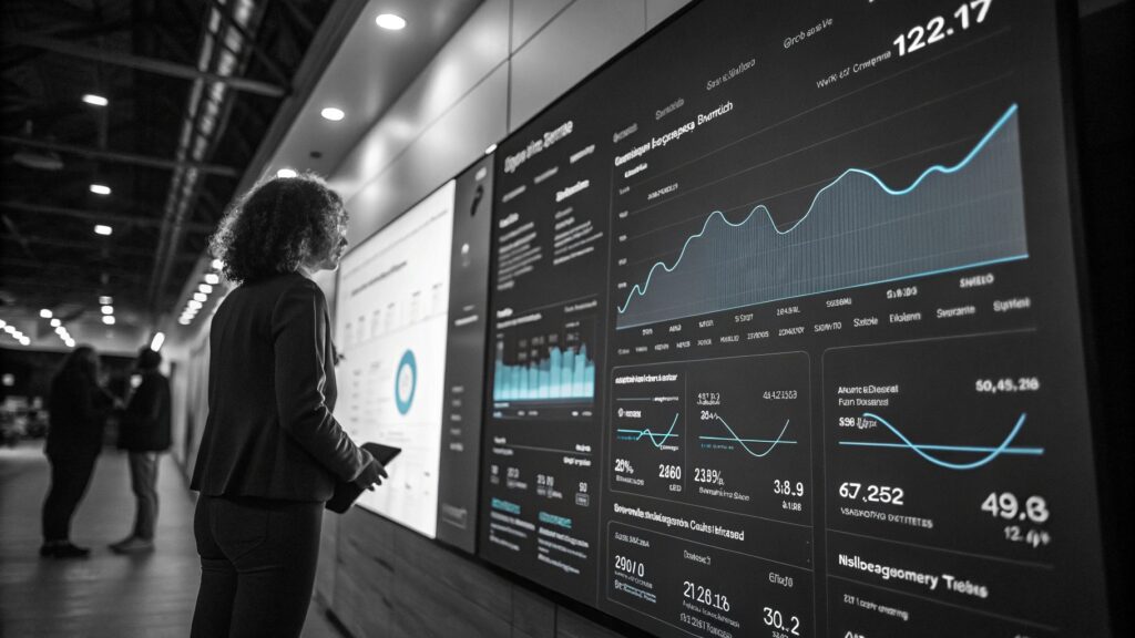 Digital marketing analytics graph rising upward