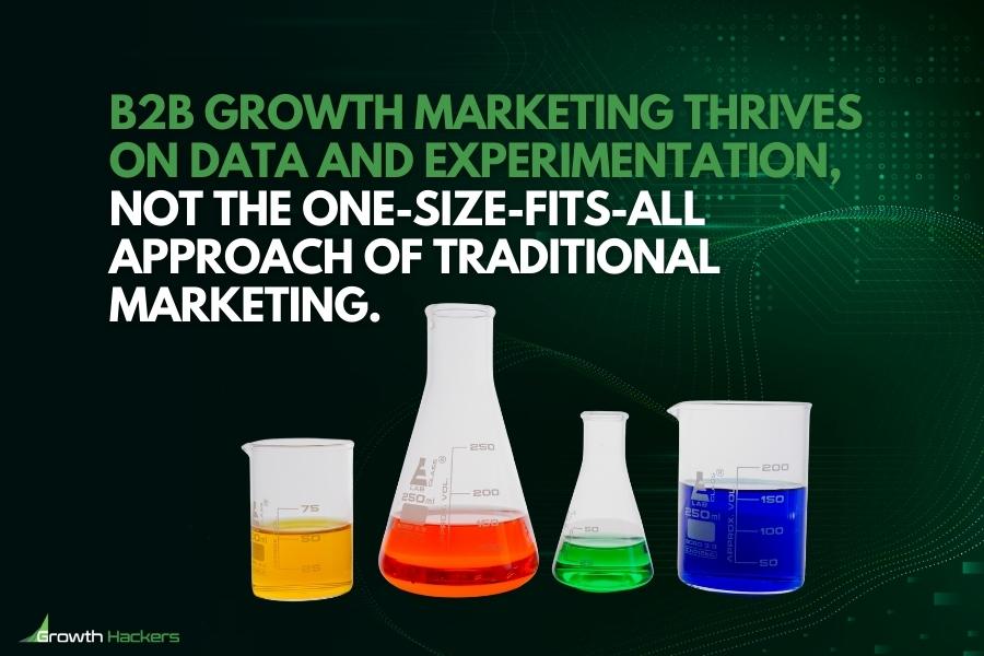 B2B growth marketing thrives on data and experimentation not the one-size-fits-all approach of traditional marketing