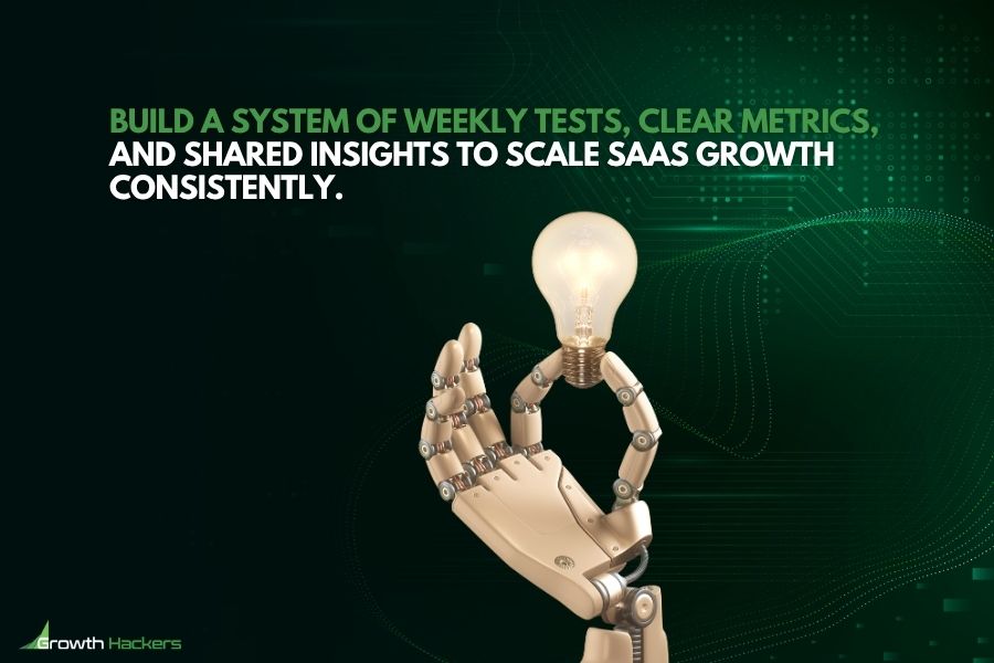 Build a system of weekly tests, clear metrics, and shared insights to scale SaaS growth consistently