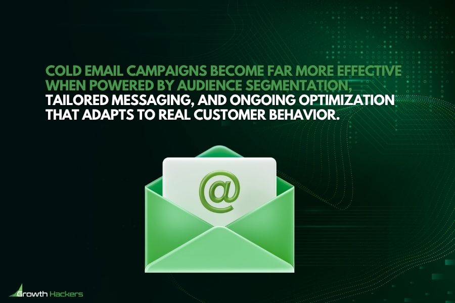 Cold email campaigns perform better with audience segmentation, personalized messaging, and continuous optimization