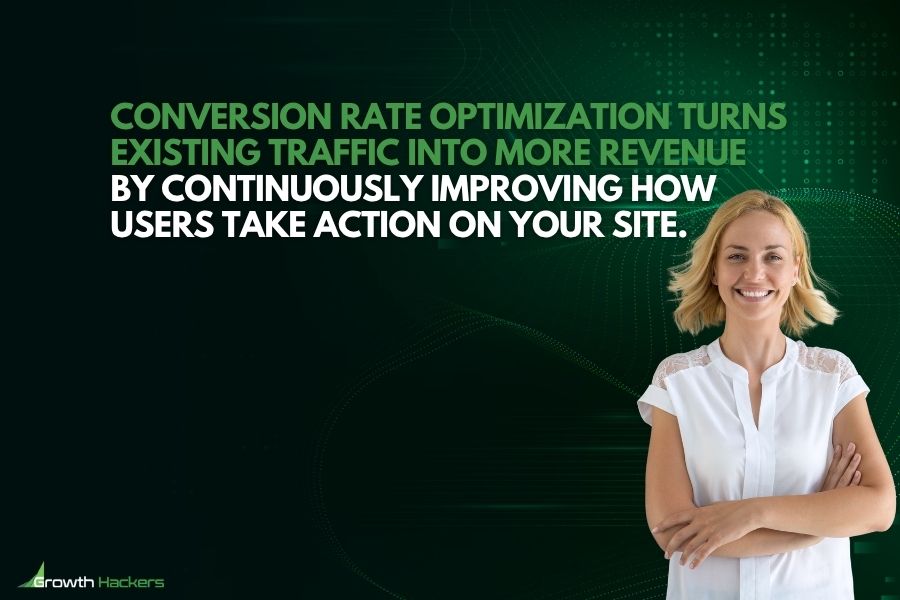 Conversion rate optimization turns existing traffic into more revenue by continuously improving how users take action on your site