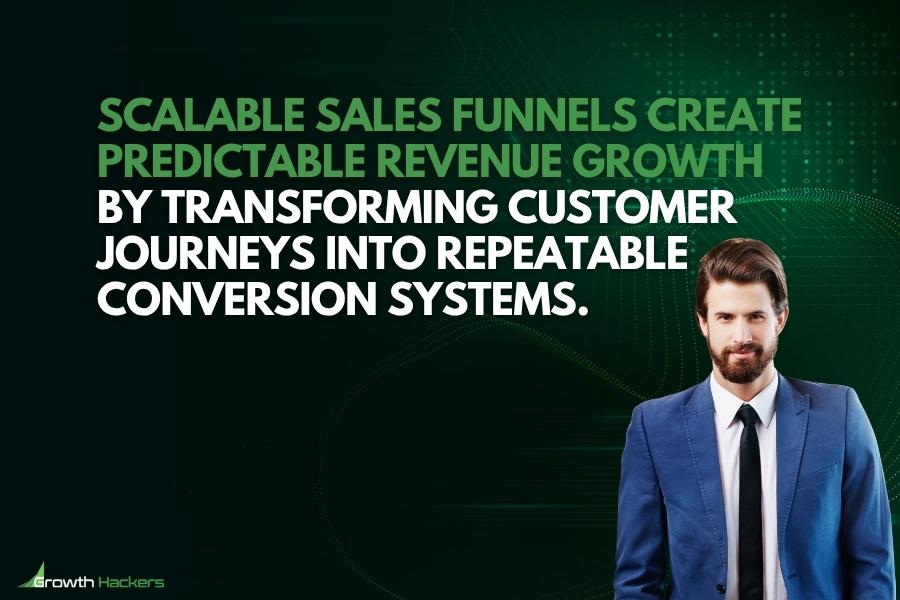 Scalable sales funnels create predictable revenue growth by transforming customer journeys into repeatable conversion systems