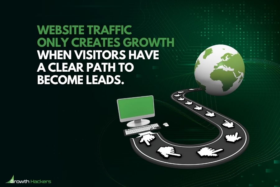 Website traffic only creates growth when visitors have a clear path to become leads.