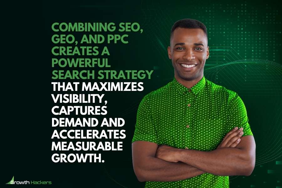 Combining SEO GEO and PPC creates a powerful search strategy that maximizes visibility captures demand and accelerates measurable growth
