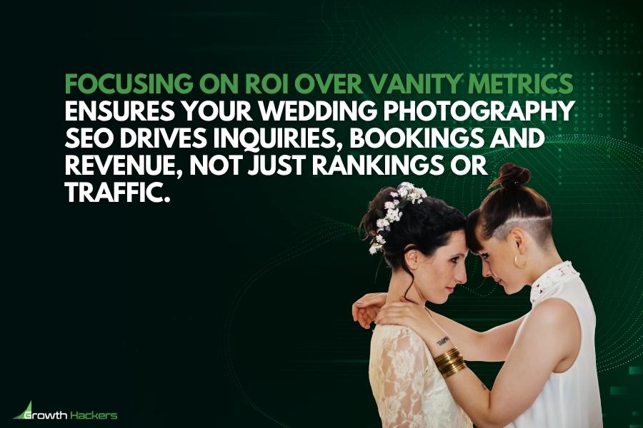 Focusing on ROI over vanity metrics ensures your wedding photography SEO drives inquiries bookings and revenue not just rankings or traffic