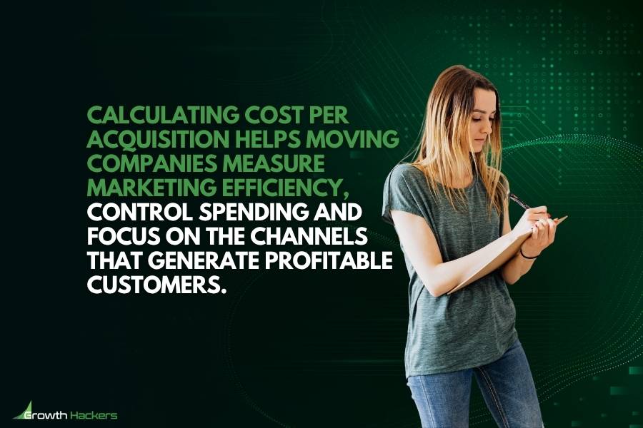 Calculating cost per acquisition helps moving companies measure marketing efficiency control spending and focus on the channels that generate profitable customers