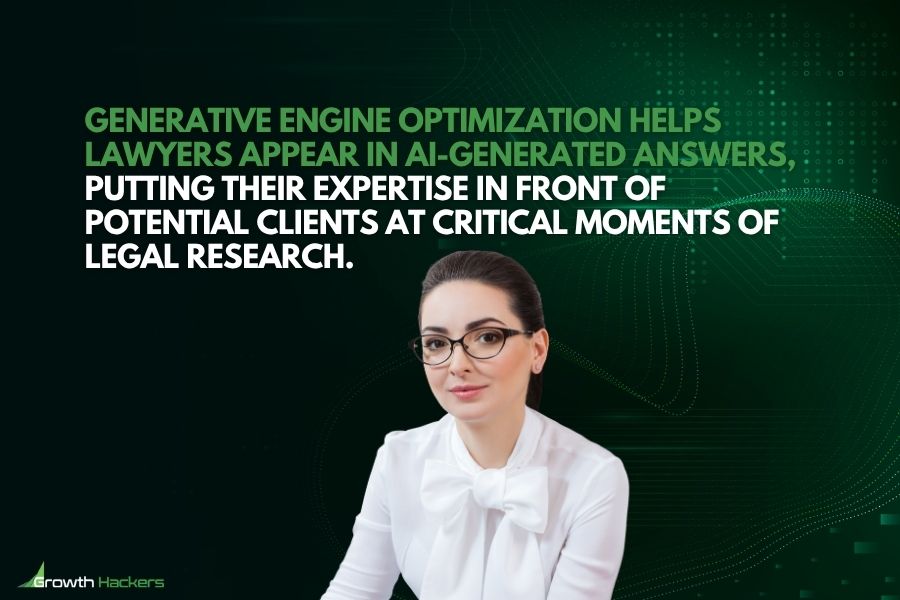 Generative Engine Optimization helps lawyers appear in AI-generated answers putting their expertise in front of potential clients at critical moments of legal research