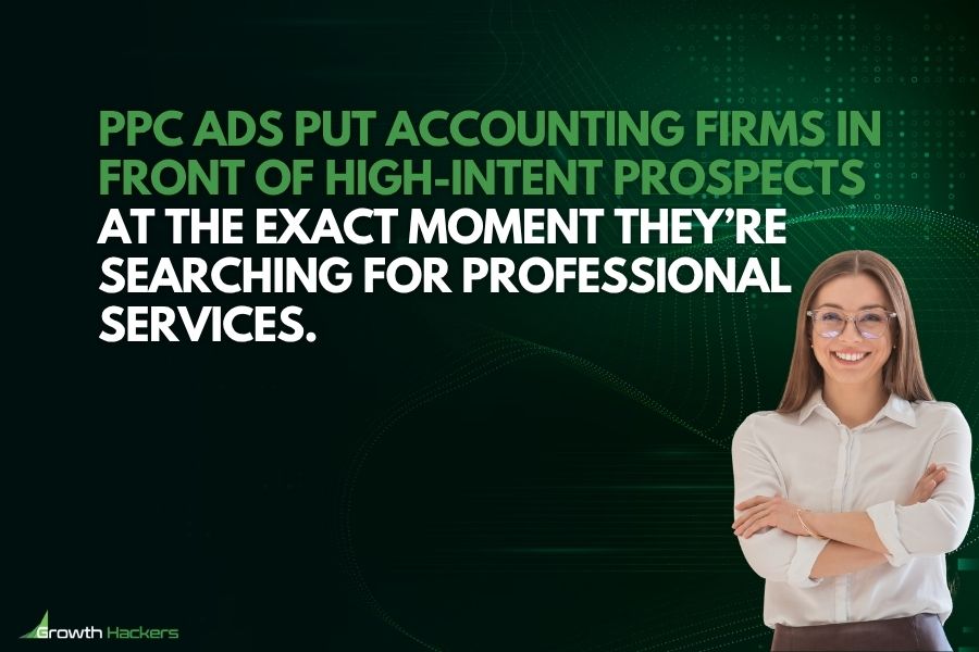 PPC ads put accounting firms in front of high-intent prospects at the exact moment they’re searching for professional services