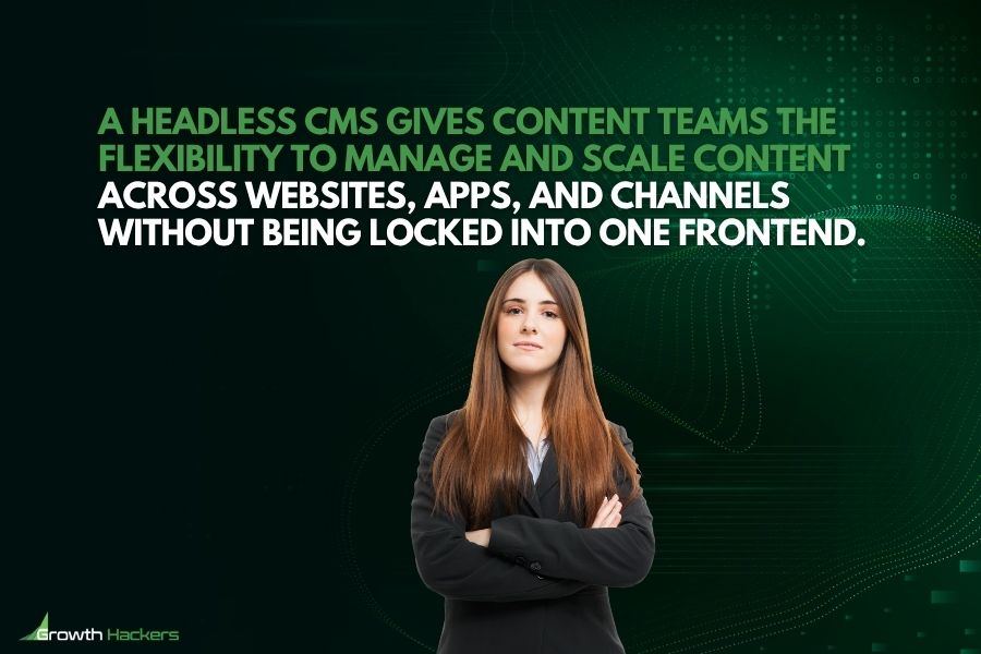 A headless CMS gives content teams the flexibility to manage and scale content across websites apps and channels without being locked into one frontend