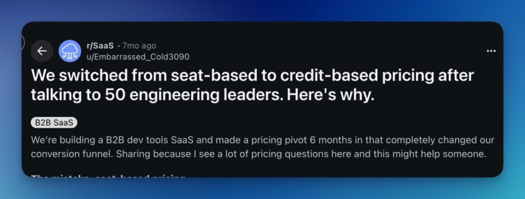 B2B SaaS Subreddit Building Dev Tools Change Conversion Funnel Comment