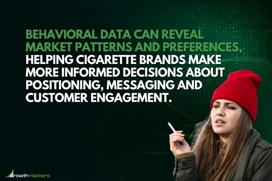 Behavioral data can reveal market patterns and preferences helping cigarette brands make more informed decisions about positioning messaging and customer engagement