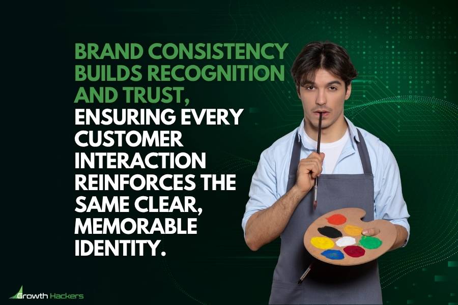Brand consistency builds recognition and trust ensuring every customer interaction reinforces the same clear memorable identity