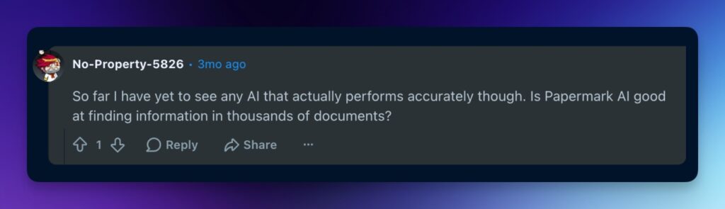 Chat Message Is Papermark AI Good Finding Information at Scale