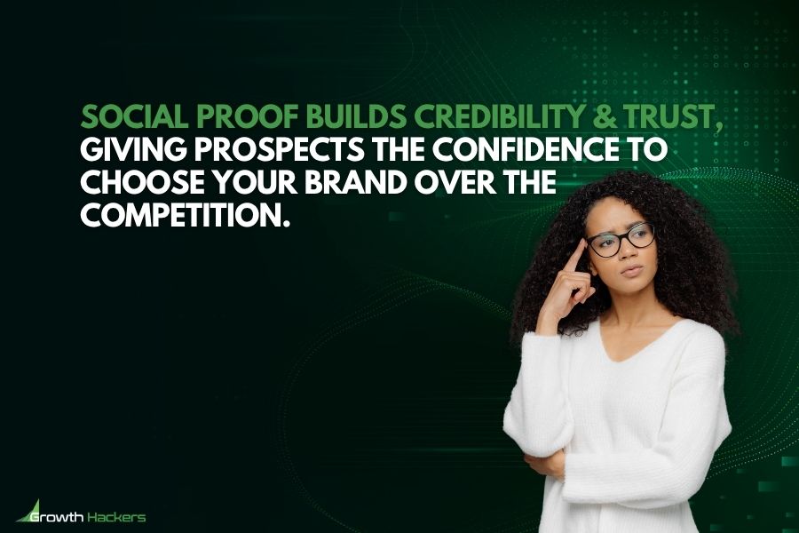 Social proof builds credibility and trust giving prospects the confidence to choose your brand over the competition